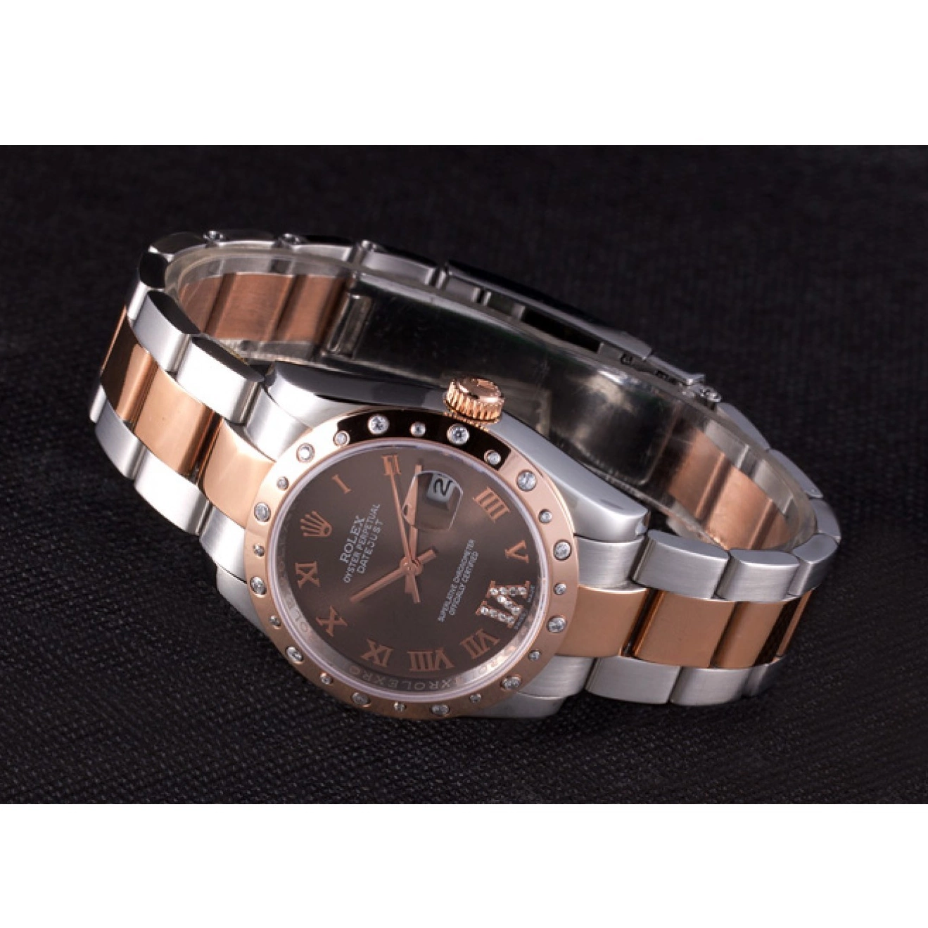 Aaa replica watch Brown Diamond Dial 7465 Rolex Bezel Datejust 0602